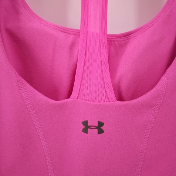 Under Armour Pink Sports Bra Tank Top Lightly Padded S Gym Running Workout - Picture 4 of 6